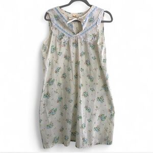 VINTAGE AMY SUE SLEEVELESS FLORAL NIGHTGOWN WITH LACE AND RIBBON TRIM SIZE LARGE